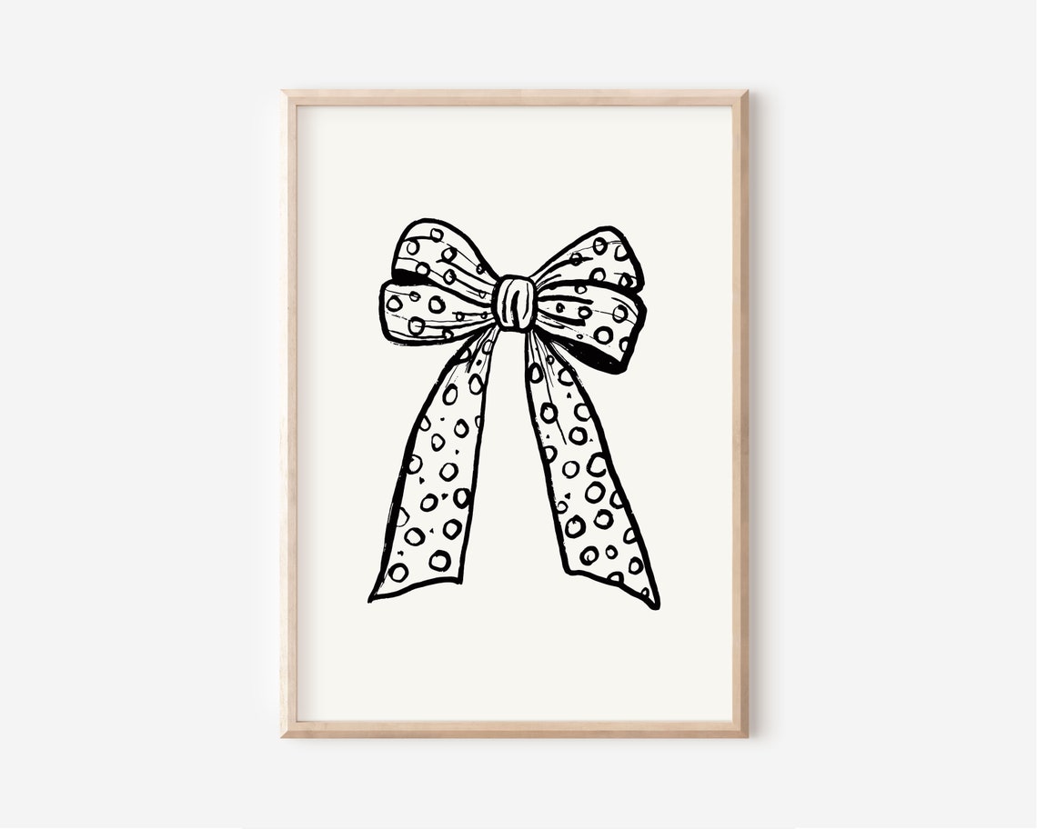 Black Polka Dot Ribbon Bow Minimalist Coquette Aesthetic Poster - Image 2