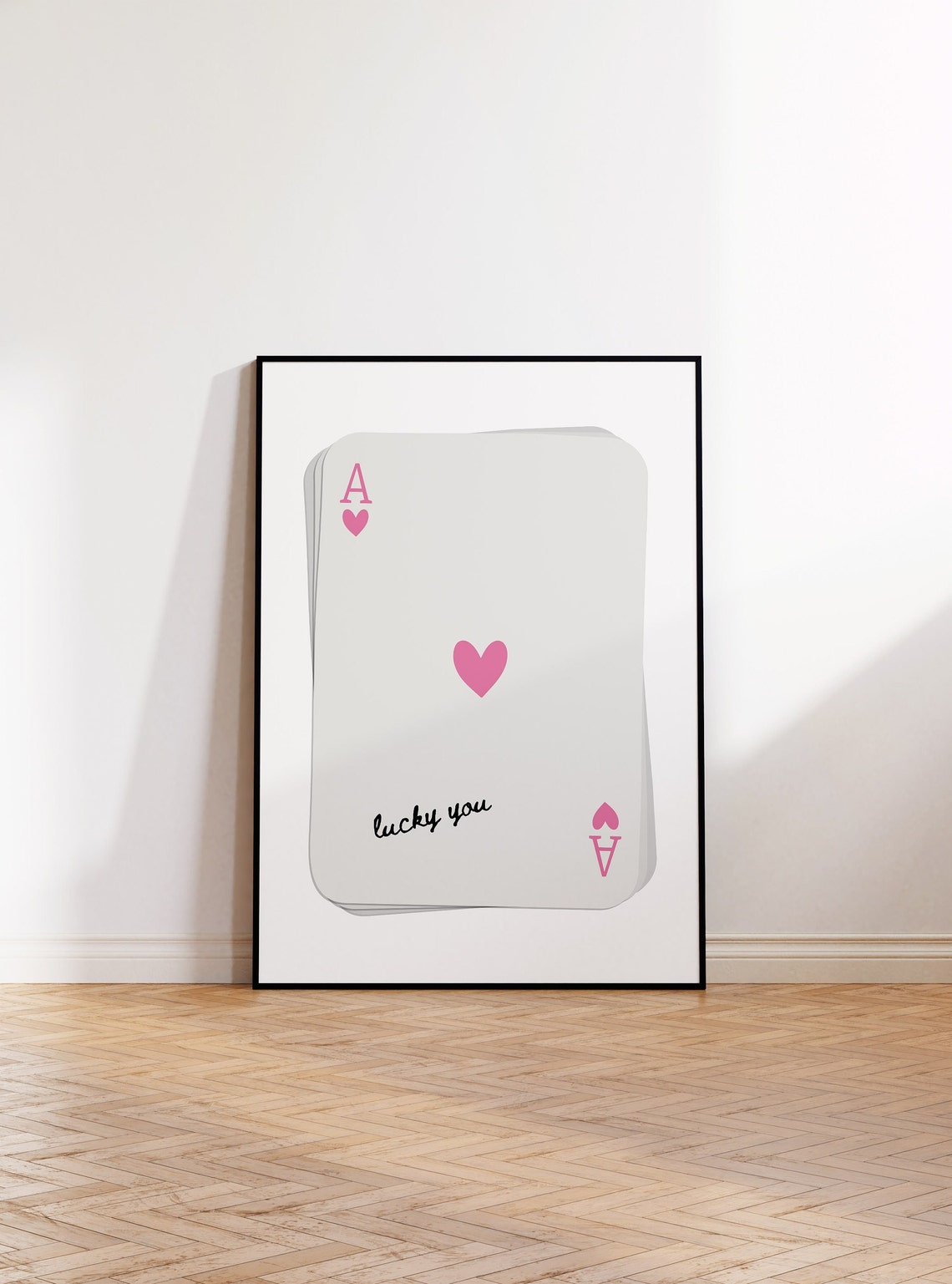 Lucky You Ace Of Pink Hearts Playing Card Trendy Girly Decor Poster - Image 3