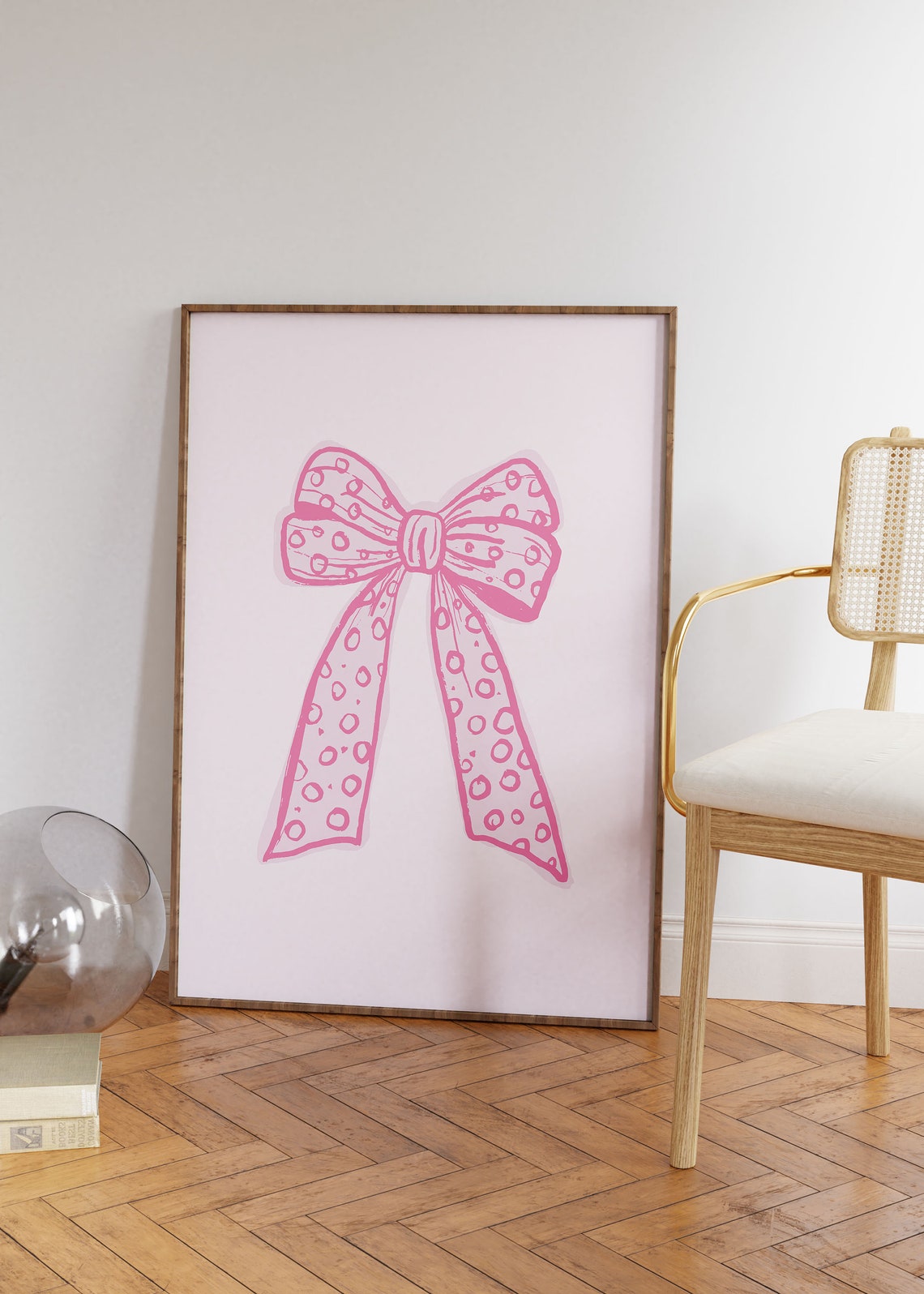 Pink Polka Dot Ribbon Bow Aesthetic Coquette Girly Wall Decor Poster - Image 2