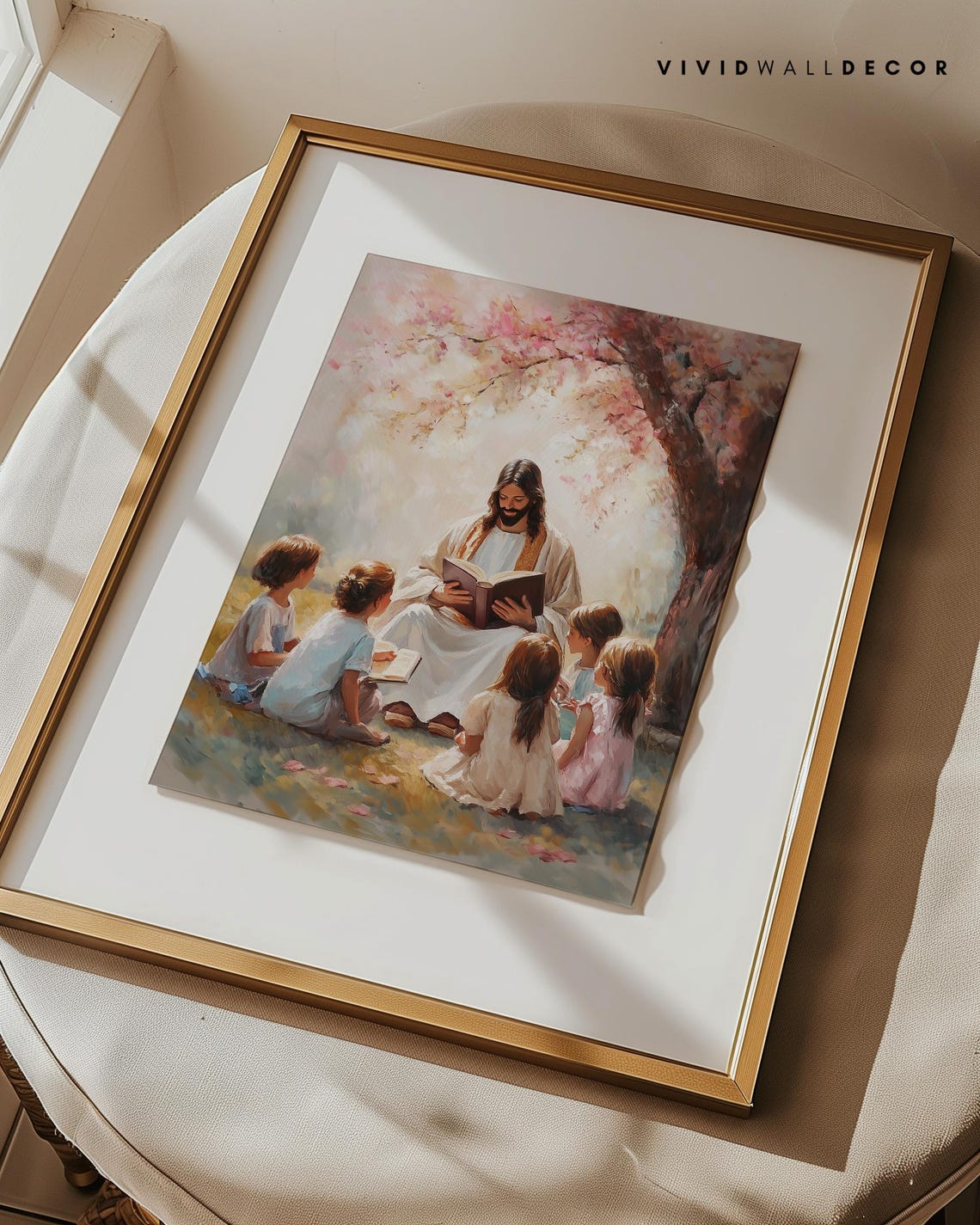 Jesus Reading Aloud to Children Under a Blossoming Tree Poster - Image 2