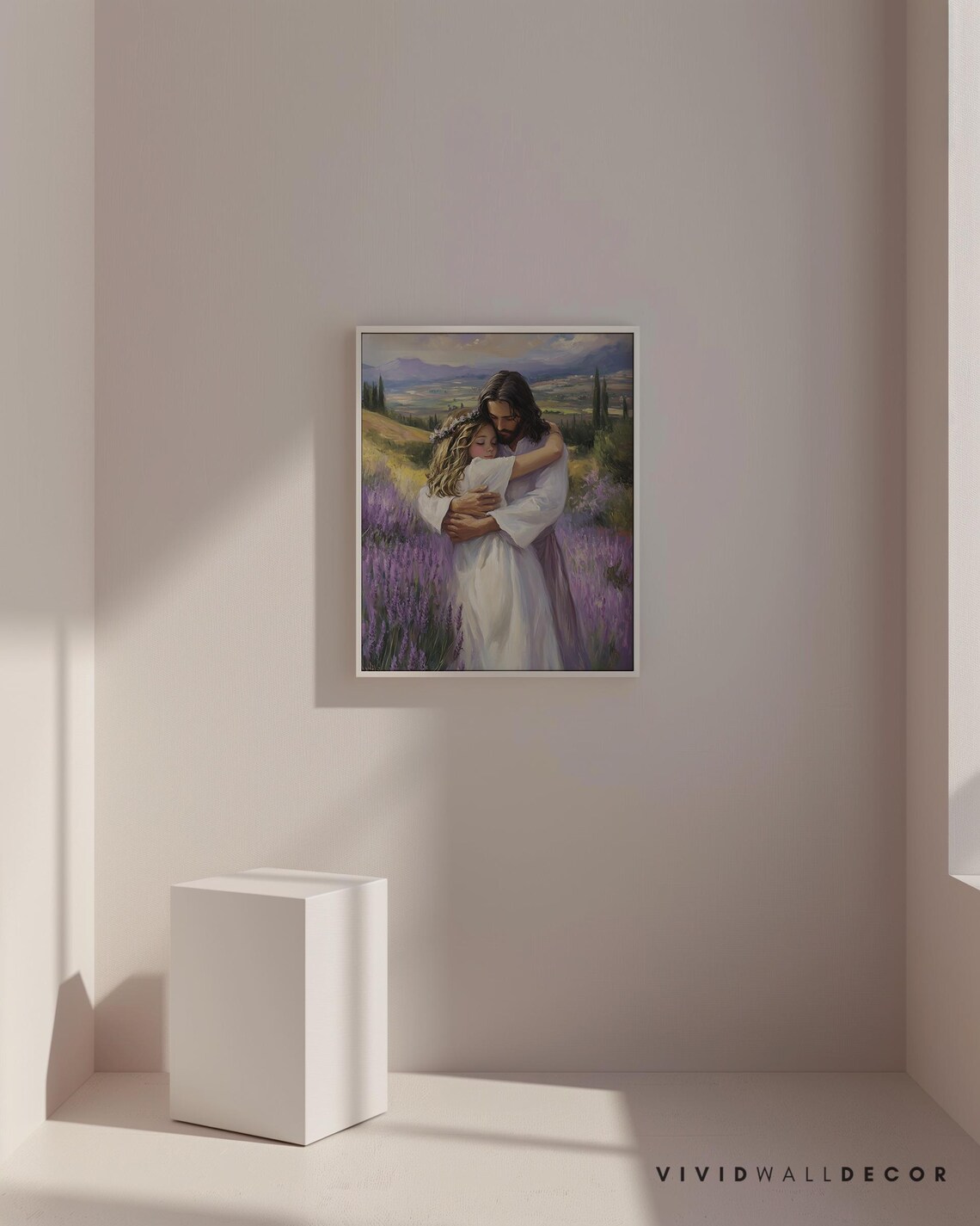 Jesus Hugging a Young Girl in a Lavender Field Christian Poster - Image 4