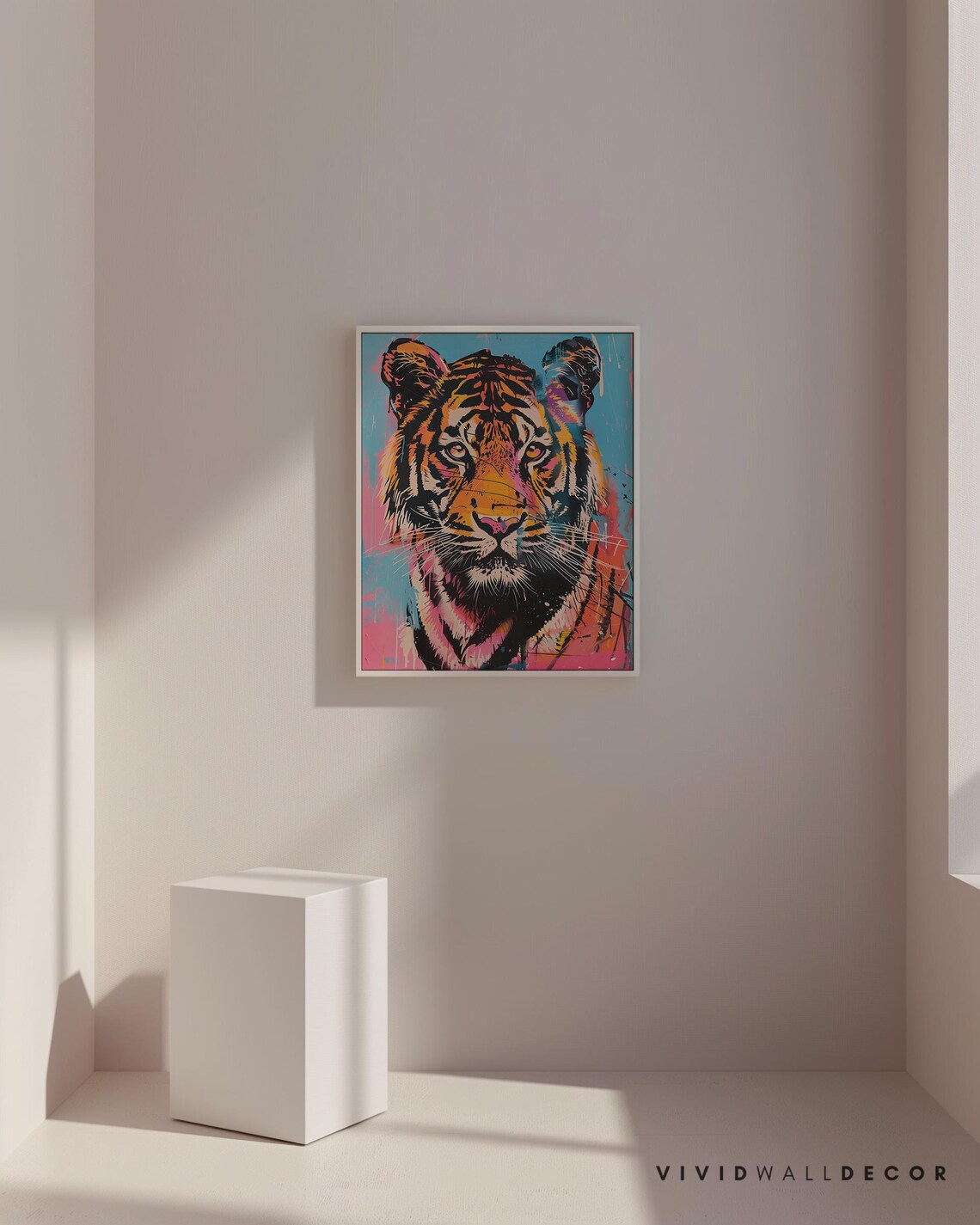 Vibrant Multicolor Tiger Face Portrait Bold Pop Art Animal Wall Decor Poster - Image 3