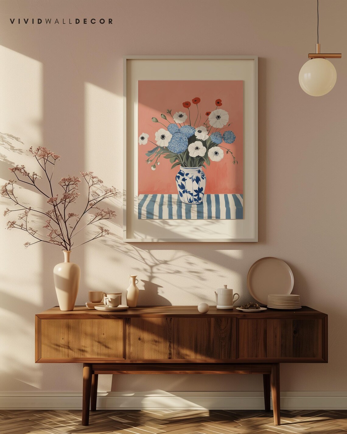 Blue And White Florals, Hydrangeas And Anemones Art Print - Image 4