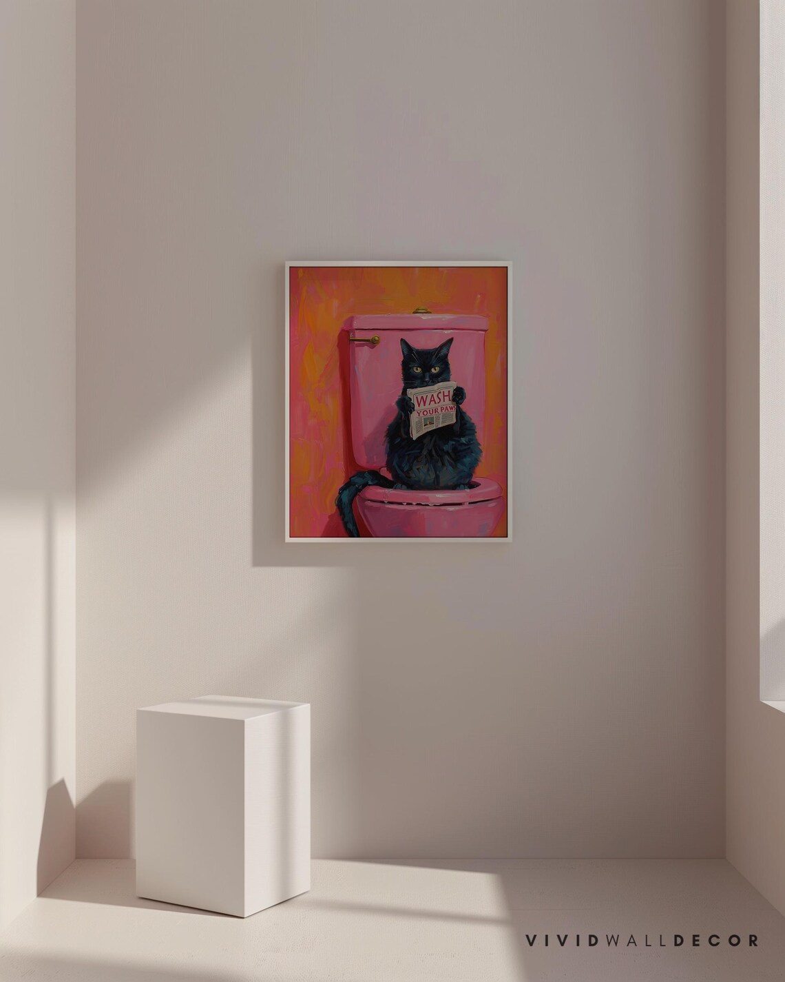 Wash Your Paws Black Cat Bathroom Art Print, Quirky - Image 3