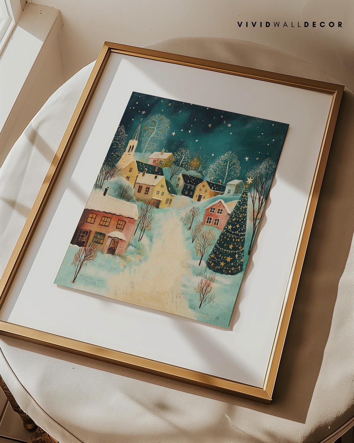 Whimsical Winter Wonderland Art Christmas Village Scene Snowy Holiday Wall Decor Cozy Seasonal Charm Joyful Xmas Art Christmas Gift Card - Image 3