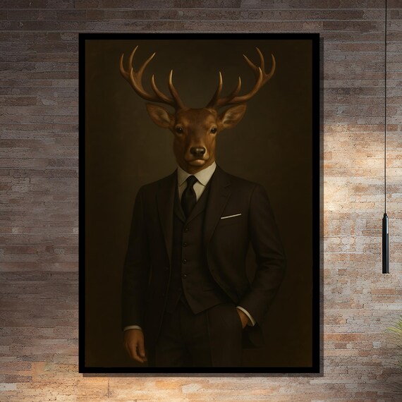 Elegant Deer Gentleman Portrait Art Print
