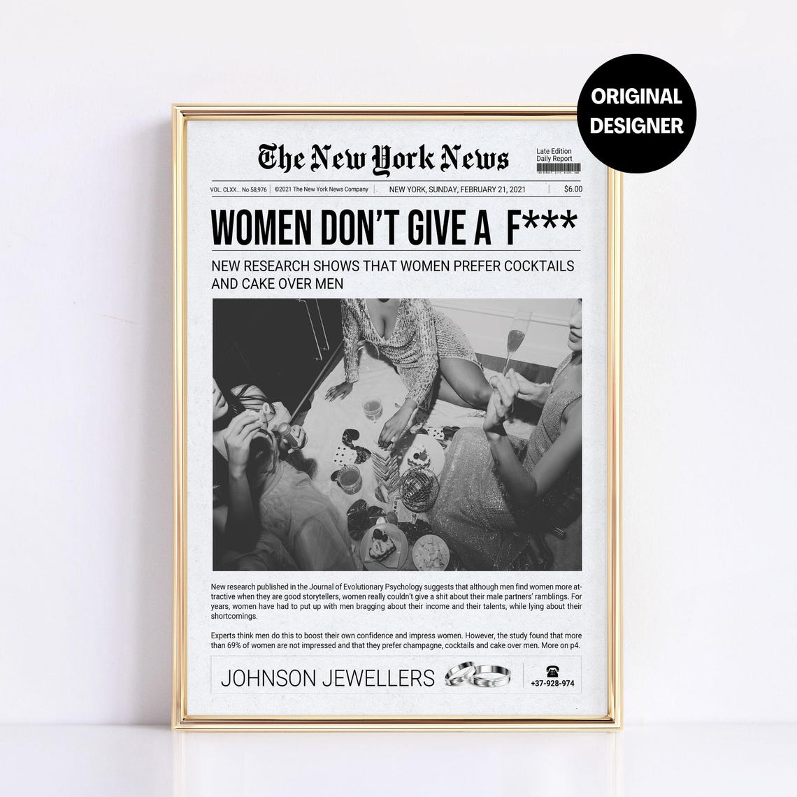 Trendy Newspaper Print Girly Wall Art New York News It Girl Dorm Decor For College Girl Retro Black White Poster Women Dont Give A F