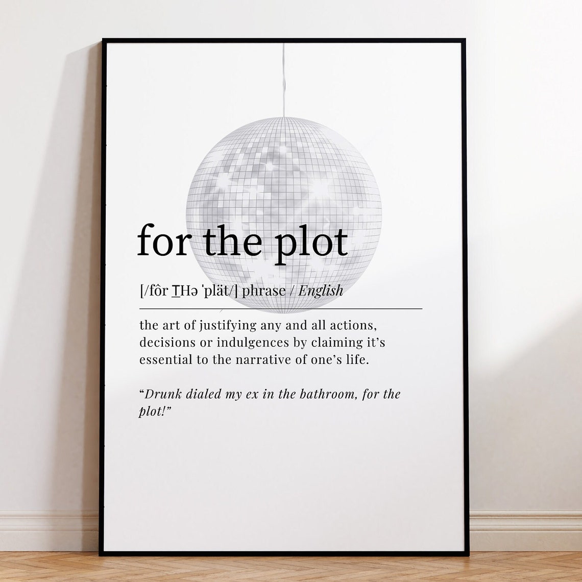 For The Plot Dictionary Definition Disco Ball Trendy Quote Poster