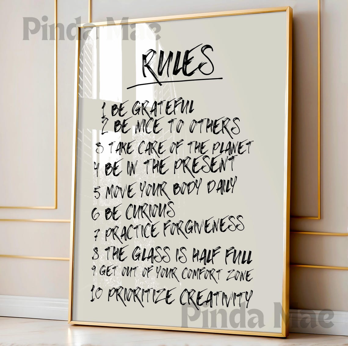 Black Handwritten Rules List Minimalist Typography Quote Art Poster