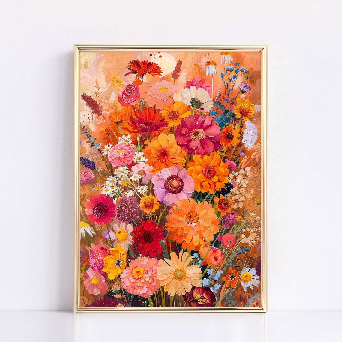 Colorful Wildflower Bouquet Painterly Floral Garden Art Poster