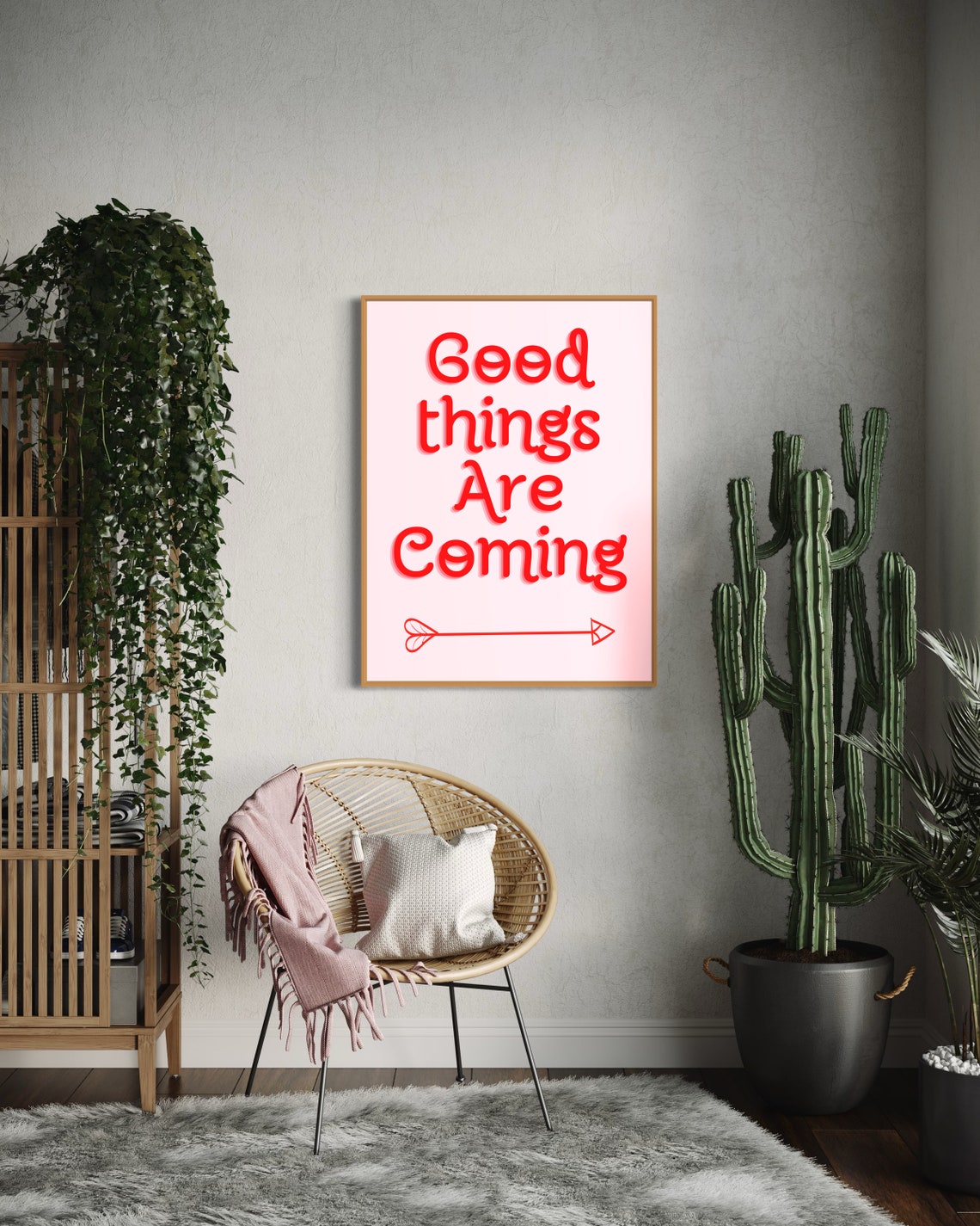 Good Things Are Coming Pink Red Bold Quote Poster With Arrow Accent - Image 3