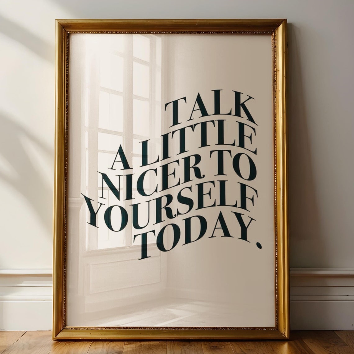 Talk a Little Nicer to Yourself Today Wavy Serif Self Care Wall Print