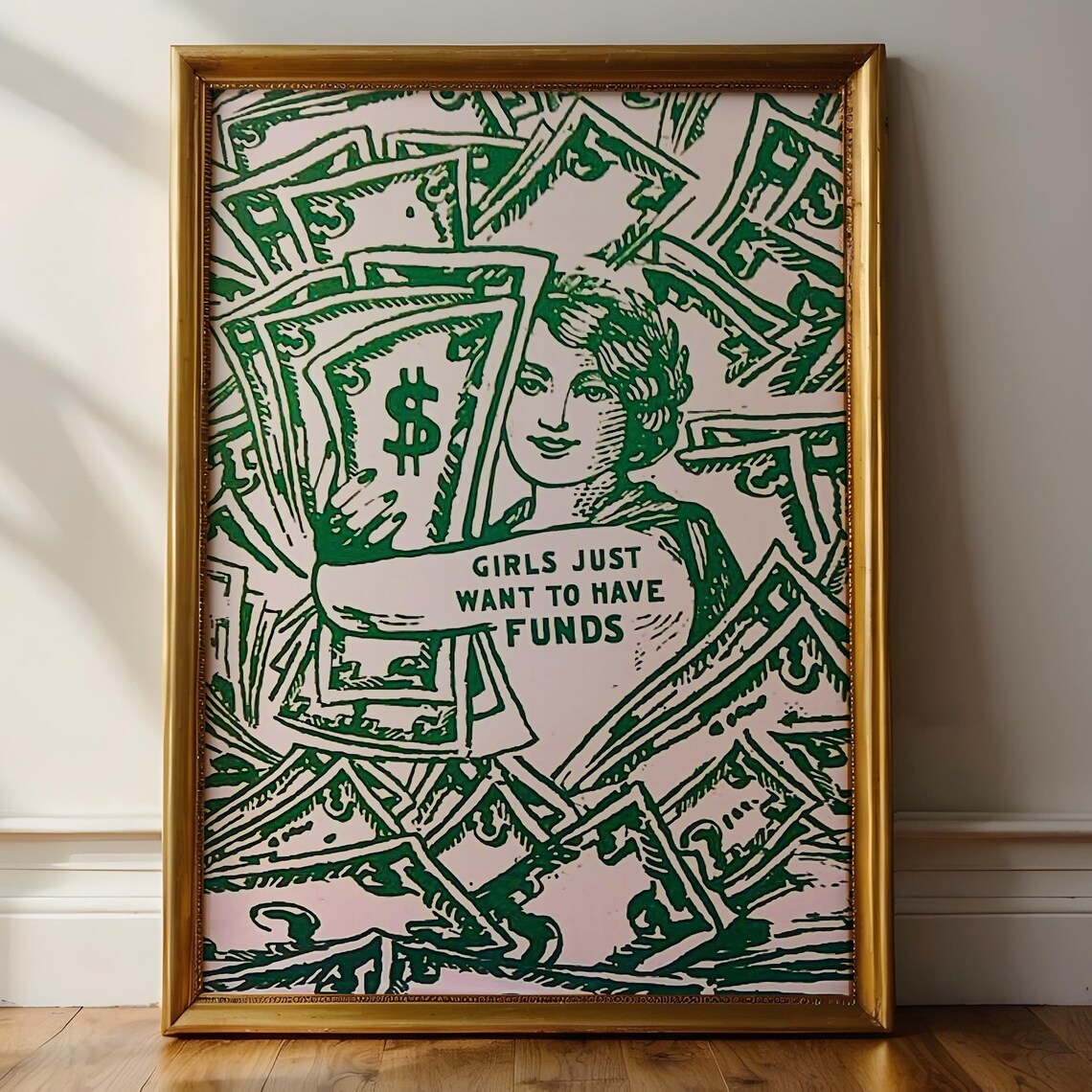 Girls Just Want To Have Funds Retro Money Quote Feminist Poster