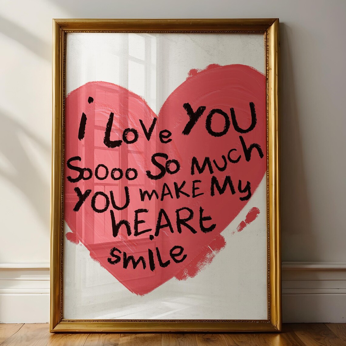 I Love You Soooo So Much Handwritten Red Heart Love Note Poster