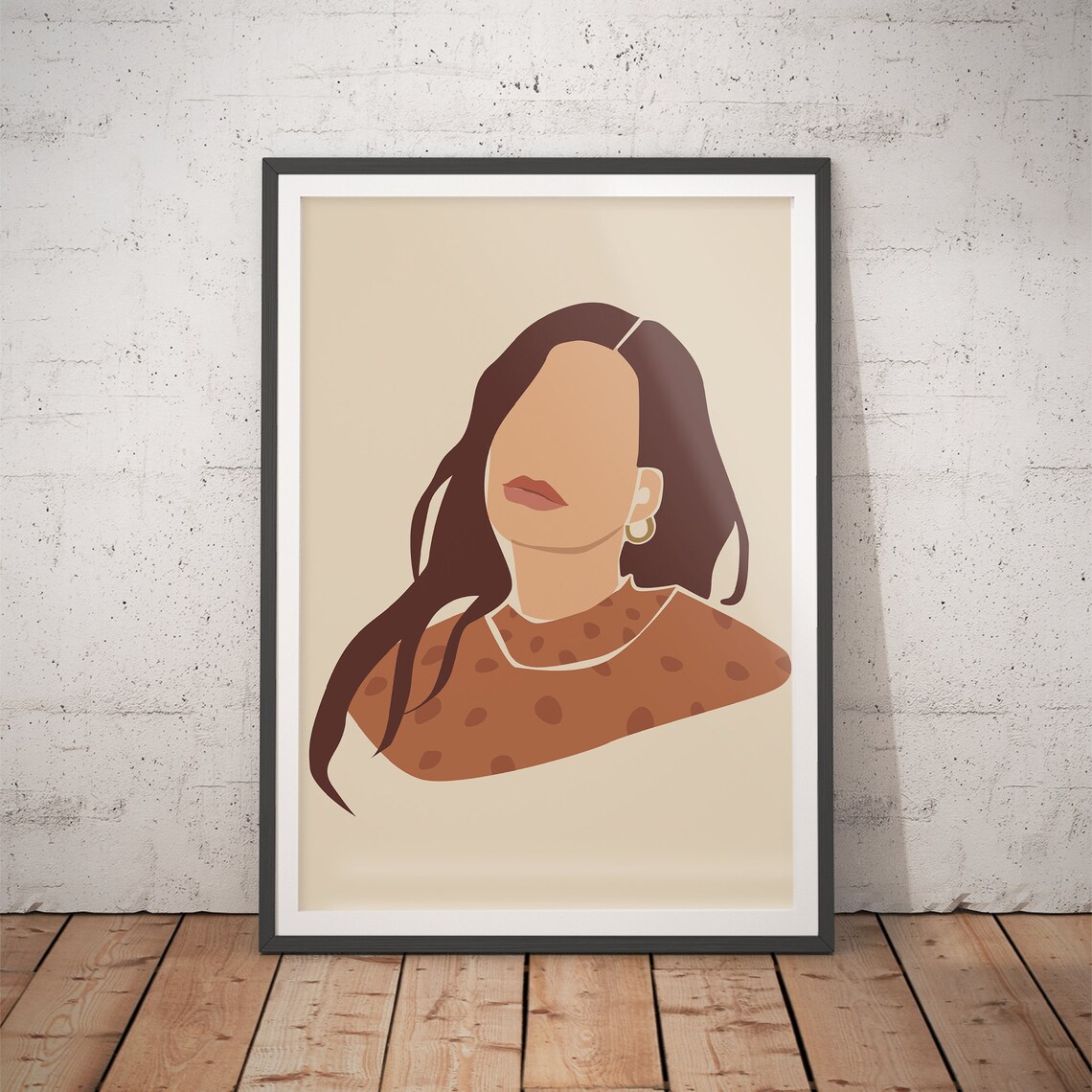 Faceless Brunette in Terracotta Polka Dot Top Poster for Modern Home Decor