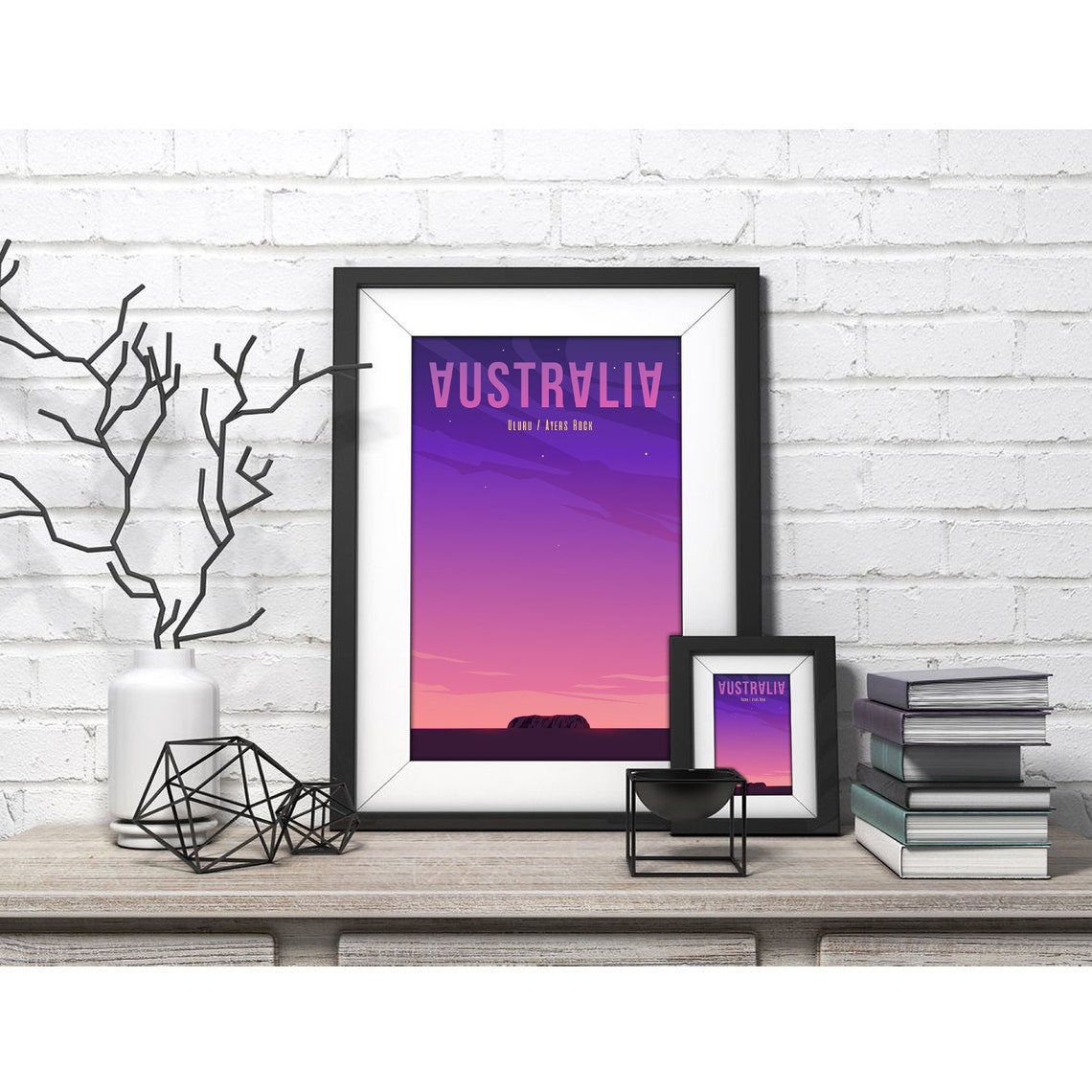 Australia Uluru Ayers Rock Purple Desert Sunset Travel Poster - Image 4