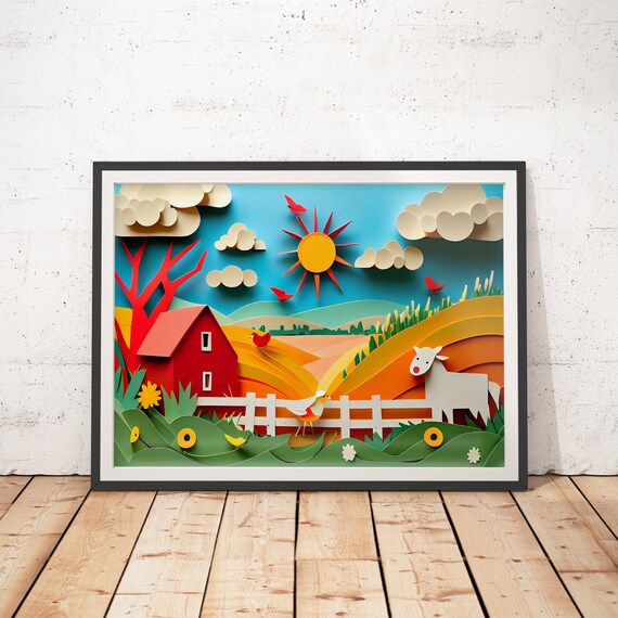 Farm Animal Art Print, Nursery Wall Art