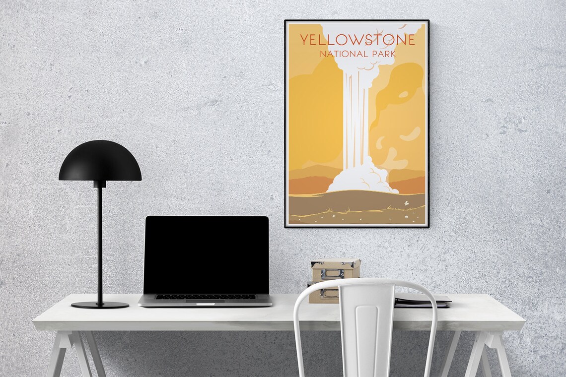 Yellowstone National Park Geyser Minimalist Vintage Travel Art Poster - Image 3