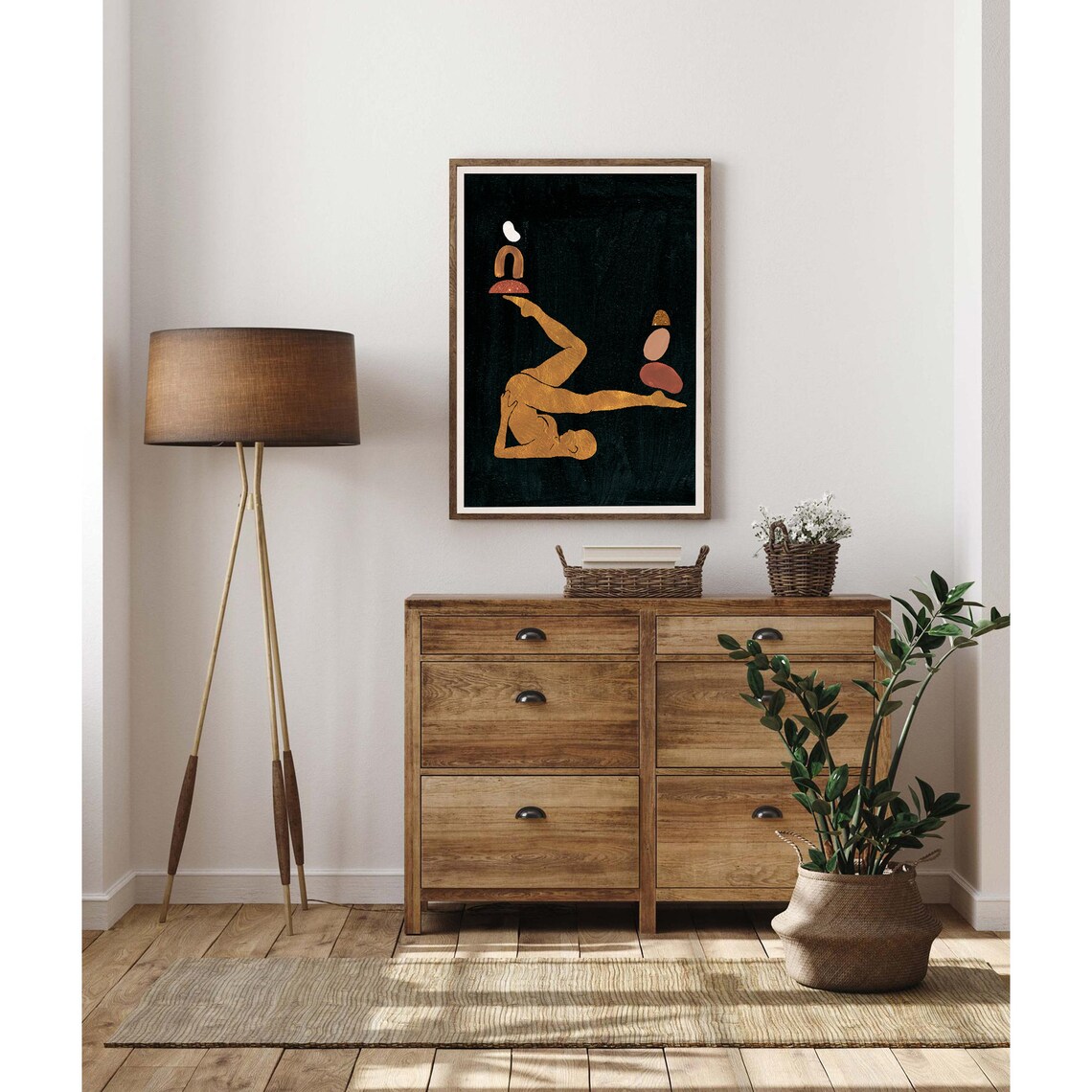 Golden Reclining Figure on Deep Green Balance Poster for Modern Home Decor - Image 2