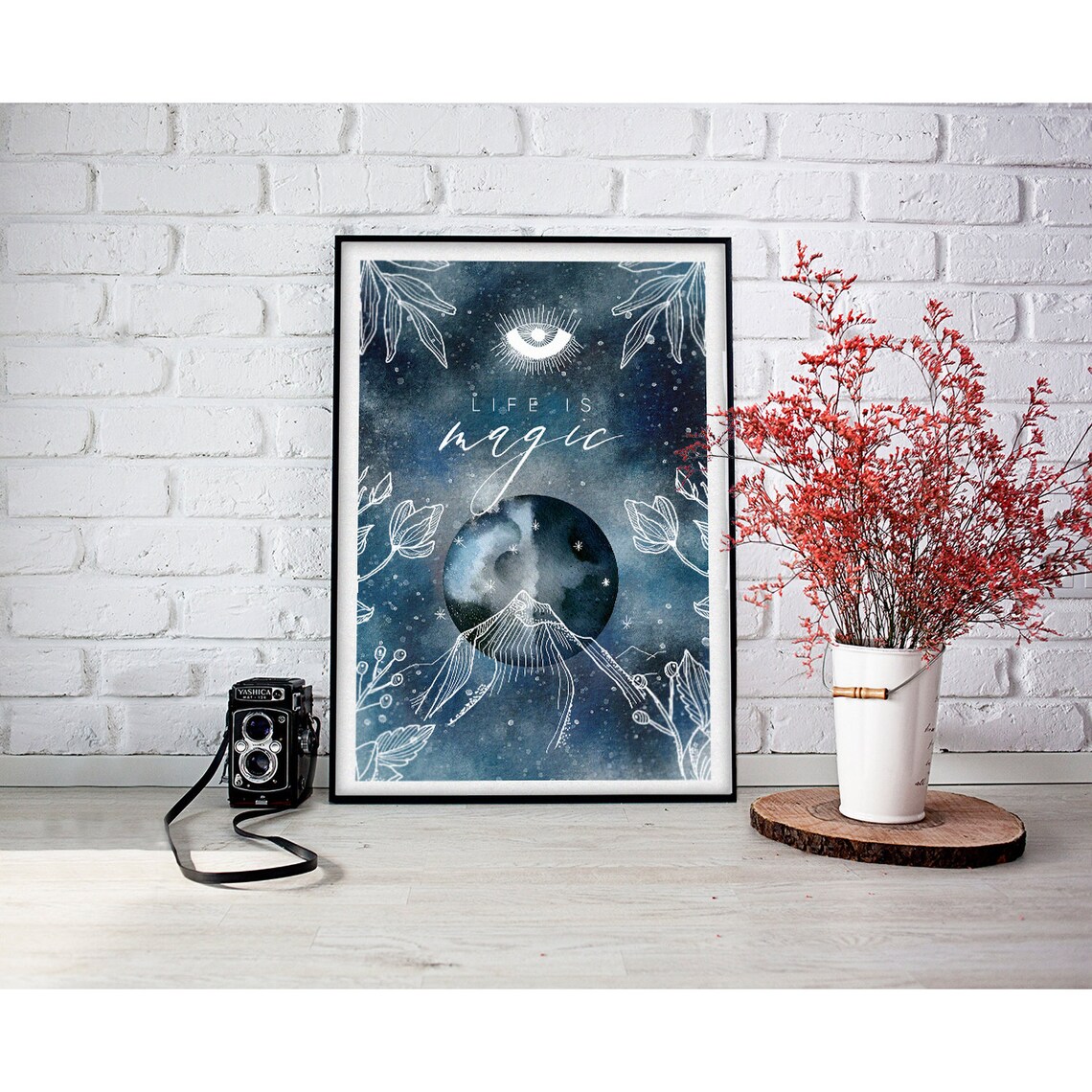 Life Is Magic Celestial Watercolor Art Print - Image 2