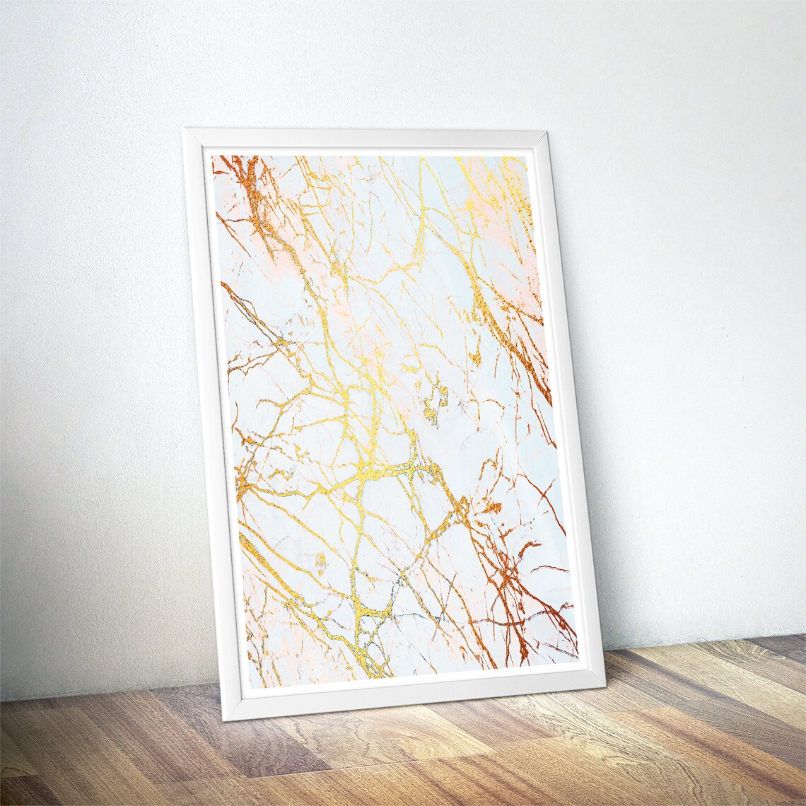 White Marble Fine Gold Vein Delicate Glam Abstract Art Poster - Image 4