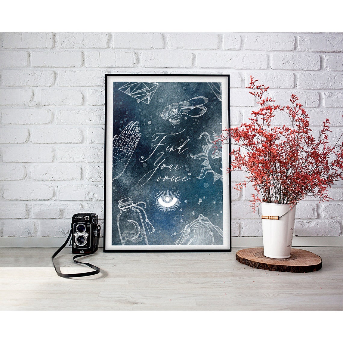 Find Your Voice Celestial Watercolor Astrology Moon Wall Art - Image 2