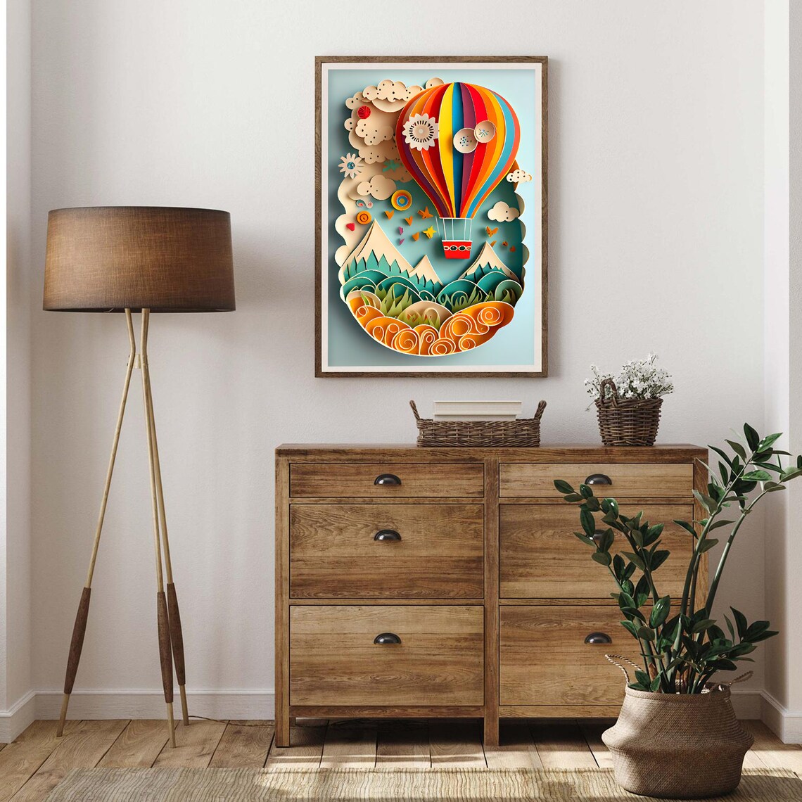 Hot Air Balloon Nursery Decor Paper Cut Art - Image 4