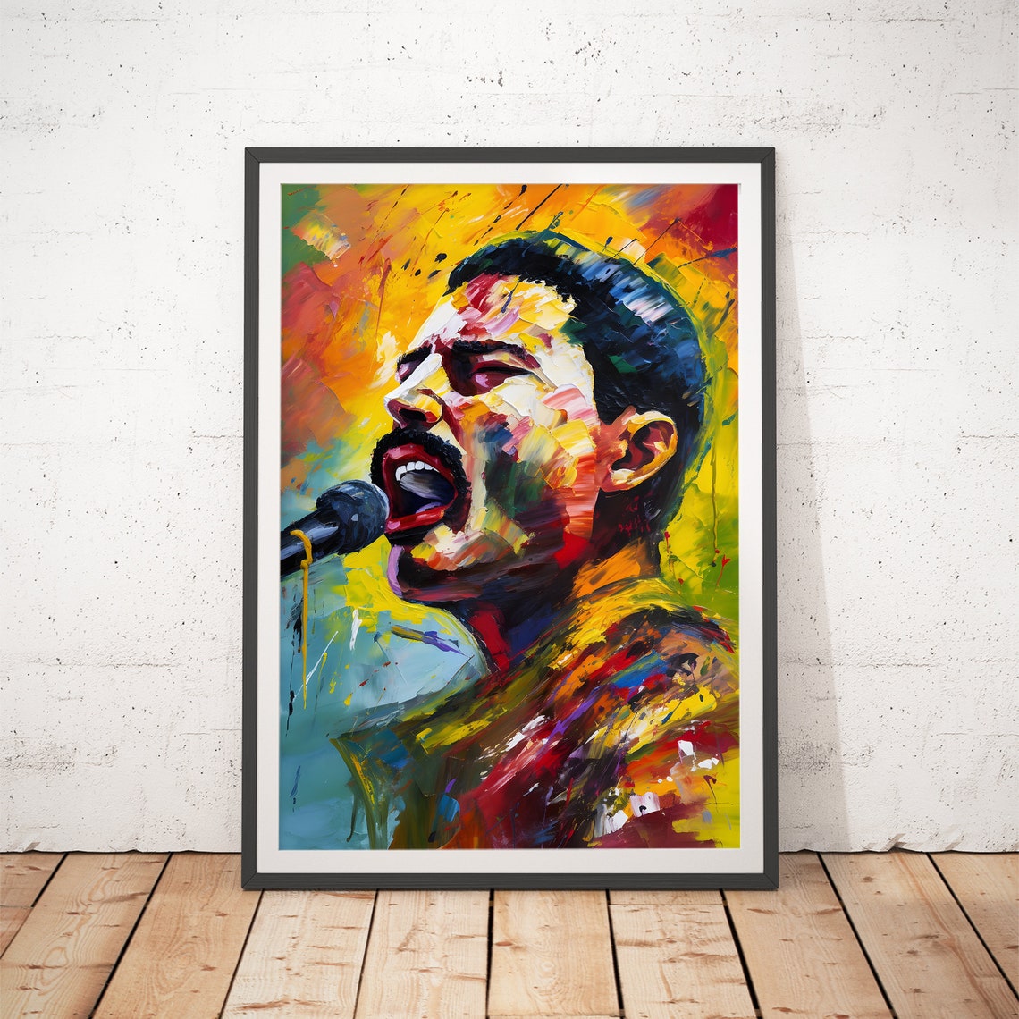 Freddie Mercury Fiery Singing Abstract Queen Rock Legend Poster