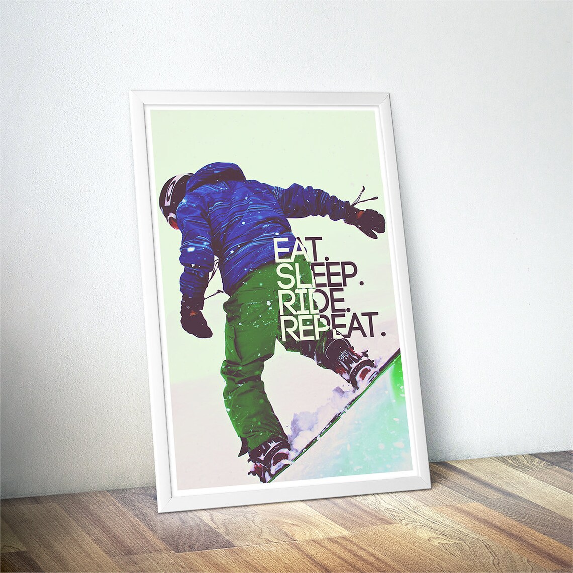 Snowboarding Eat Sleep Ride Repeat Art Print - Image 3