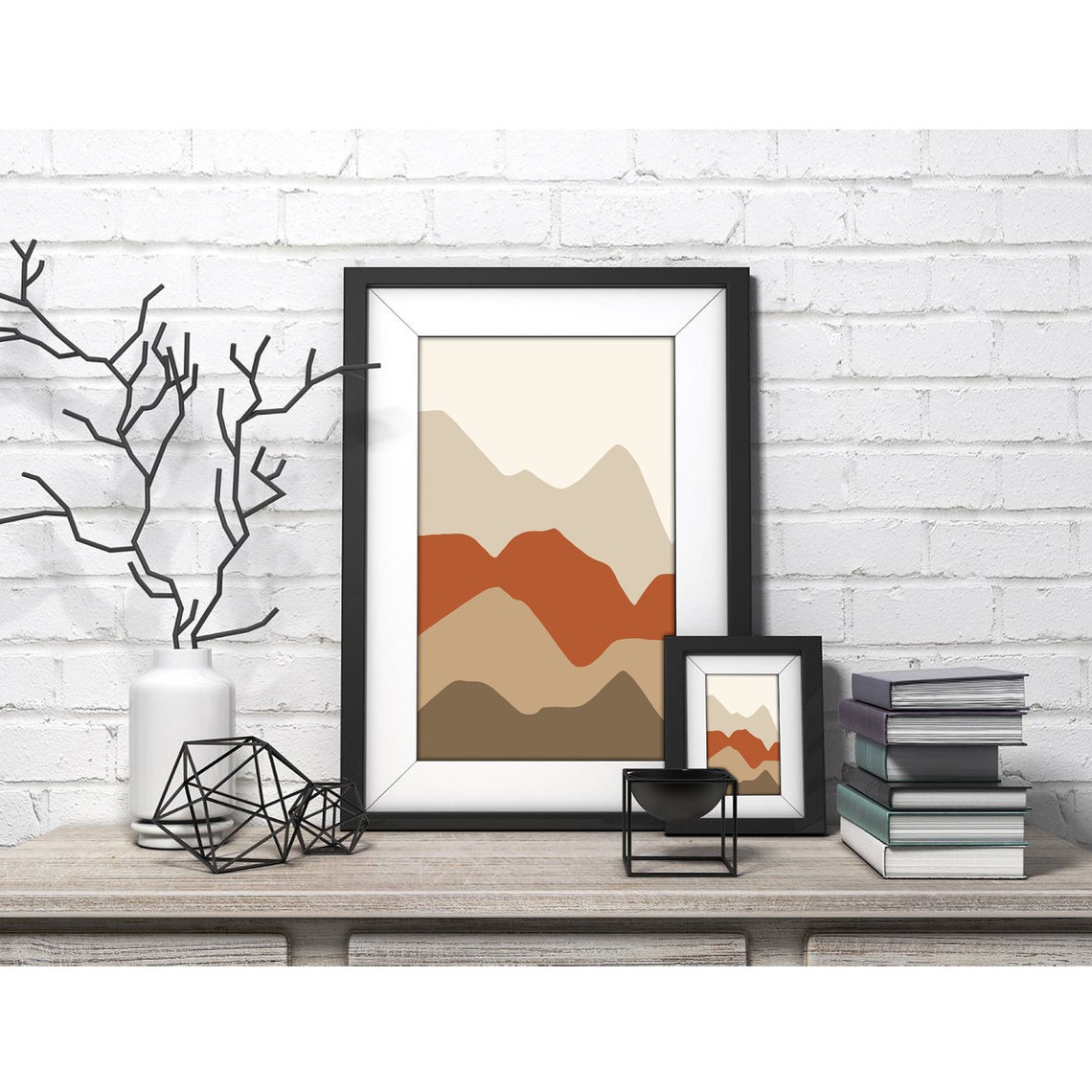 Layered Rolling Hills in Warm Earth Tones Minimalist Art Poster - Image 3