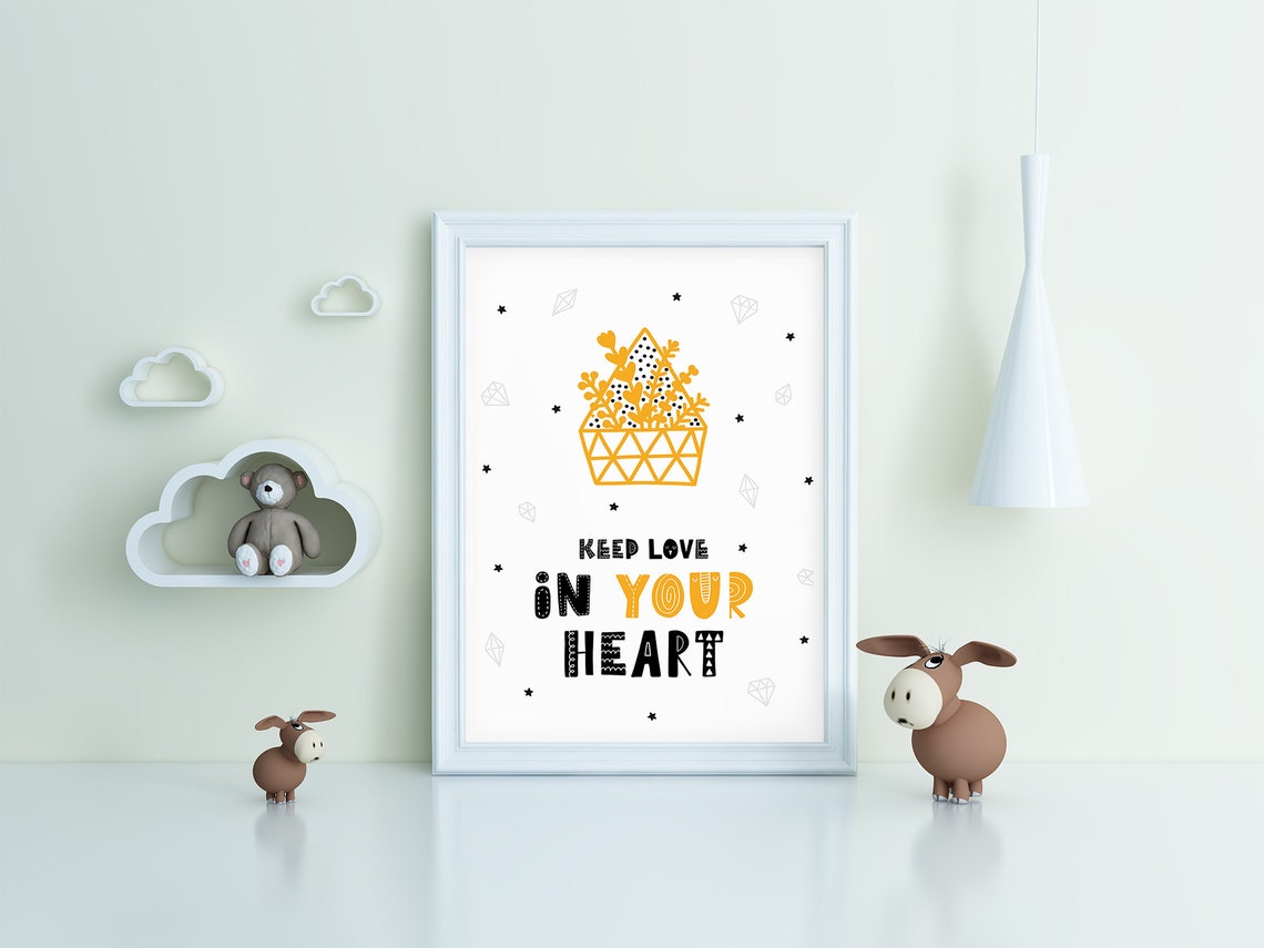 Keep Love In Your Heart Mustard Potted Plant Nursery Art Poster - Image 3