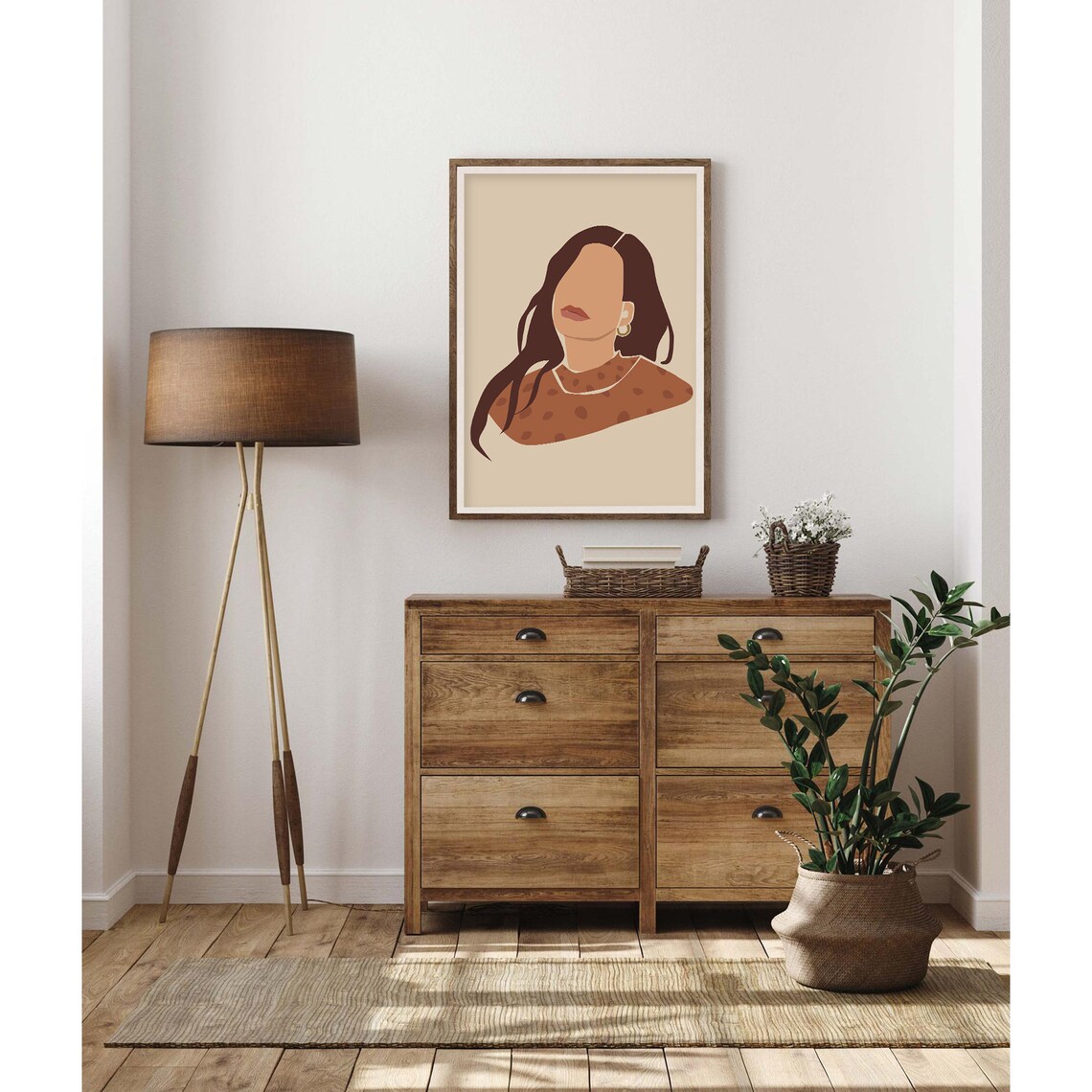 Faceless Brunette in Terracotta Polka Dot Top Poster for Modern Home Decor - Image 2