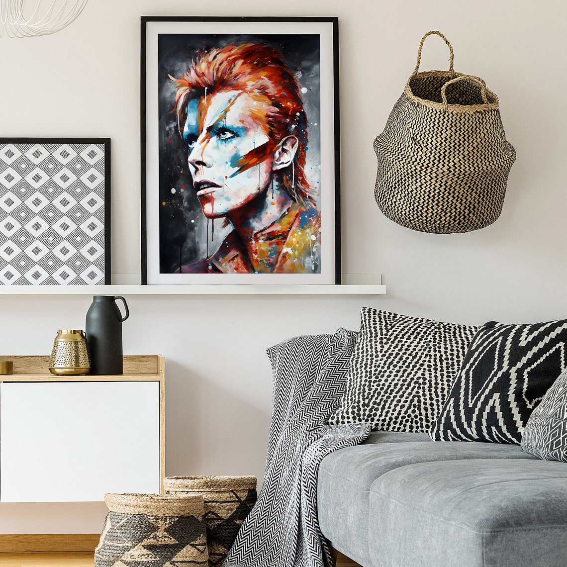 David Bowie Ziggy Stardust Striking Abstract Glam Rock Icon Poster - Image 2