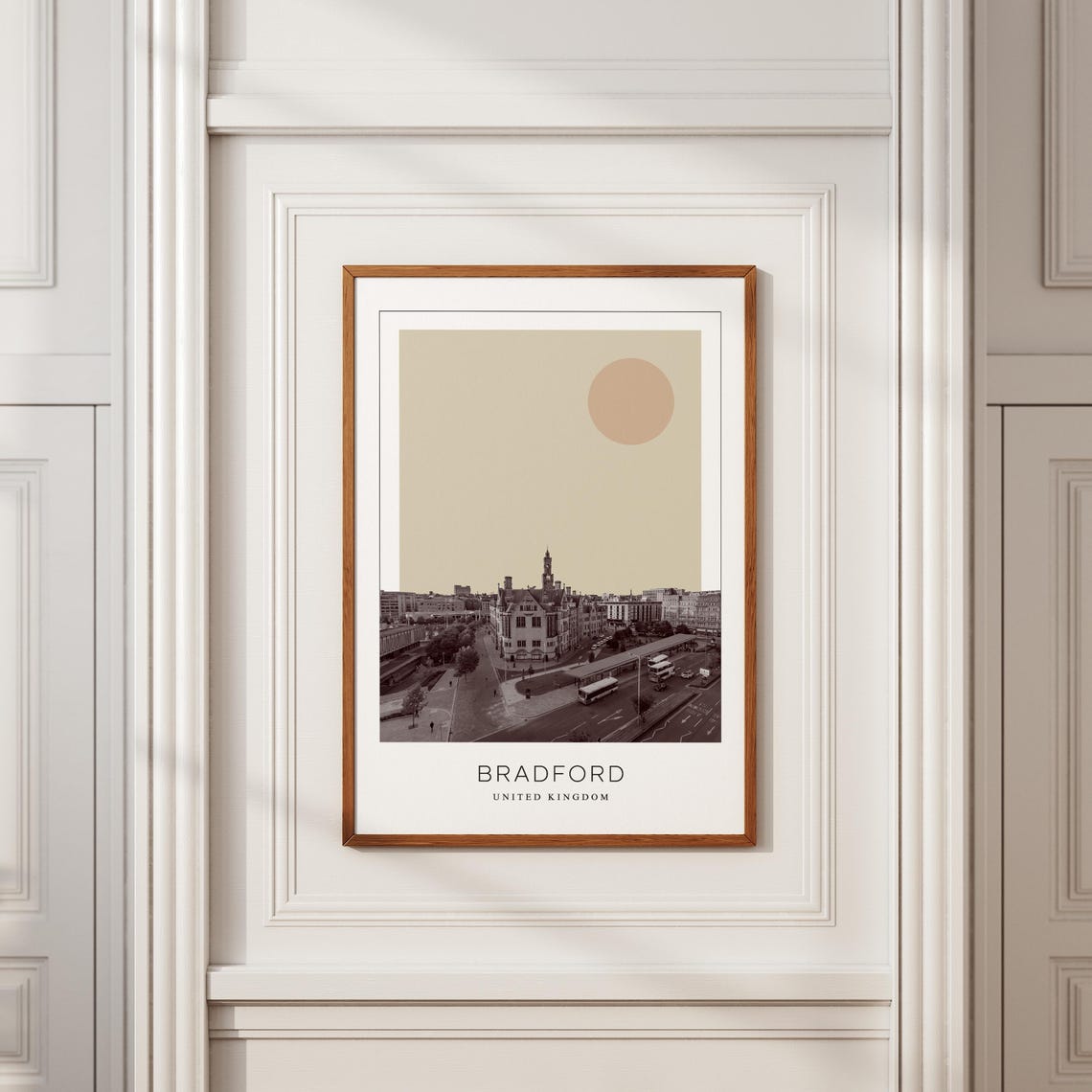 Bradford United Kingdom City Hall Clock Tower Minimalist Travel Poster - Image 2