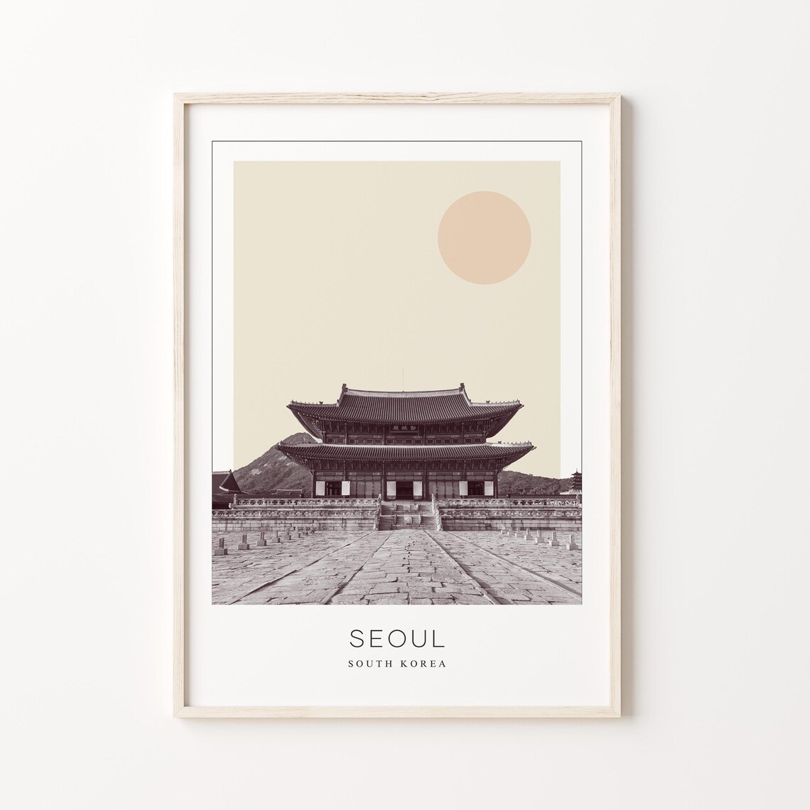 Seoul South Korea Grand Palace Gate Minimalist Sun Travel Poster
