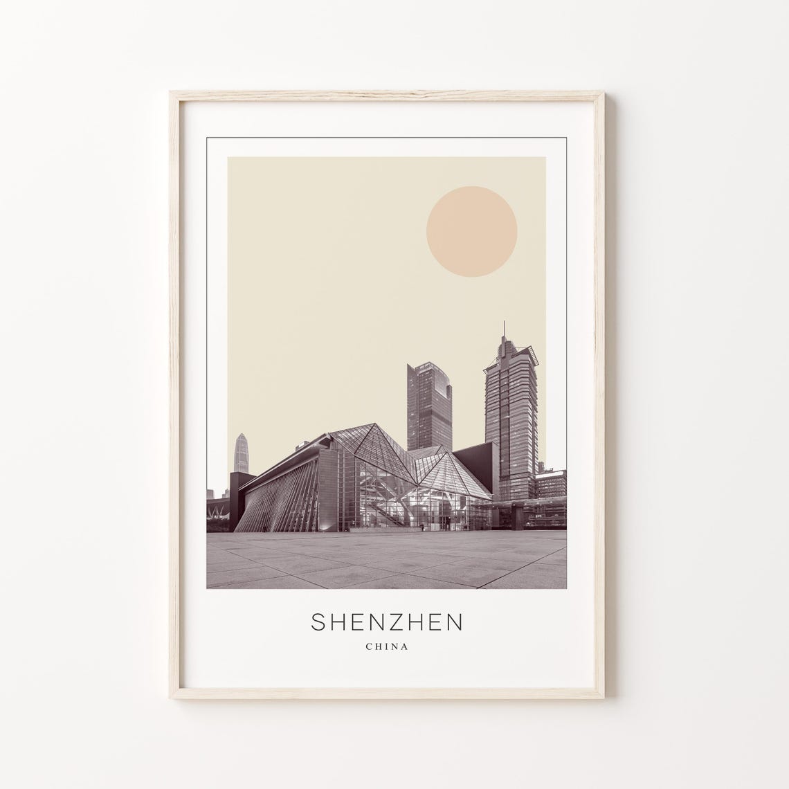 Shenzhen China Glass Architecture Plaza Minimalist Travel Poster