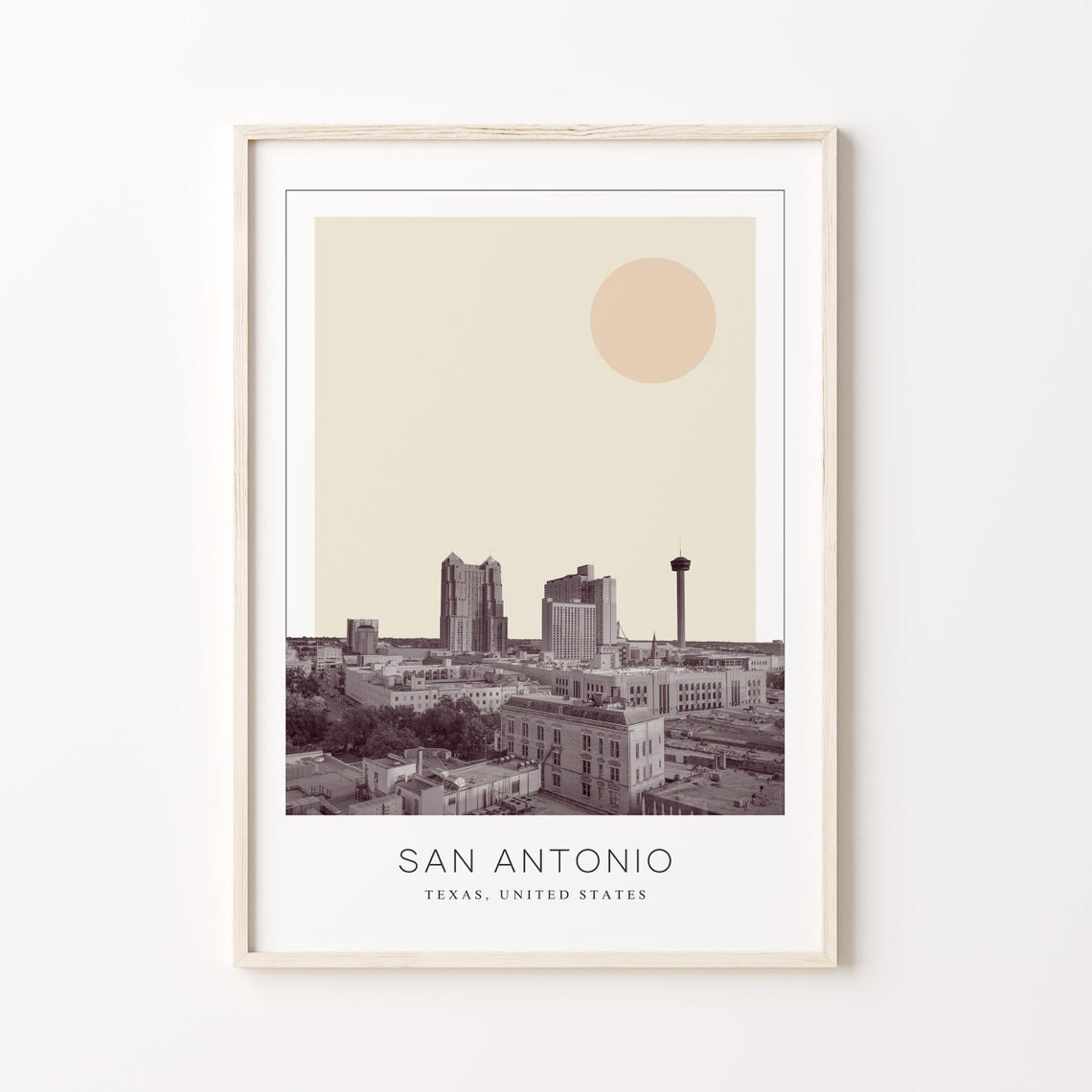 San Antonio Texas Downtown Skyline At Sunset Minimalist Travel Poster