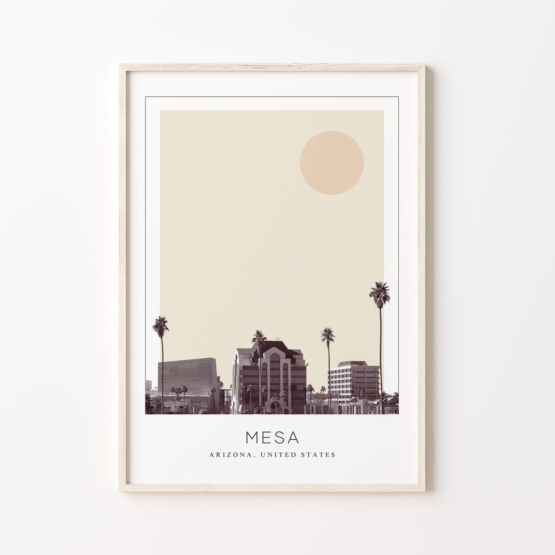 Mesa Arizona Palm Trees and Downtown Minimalist Travel Poster