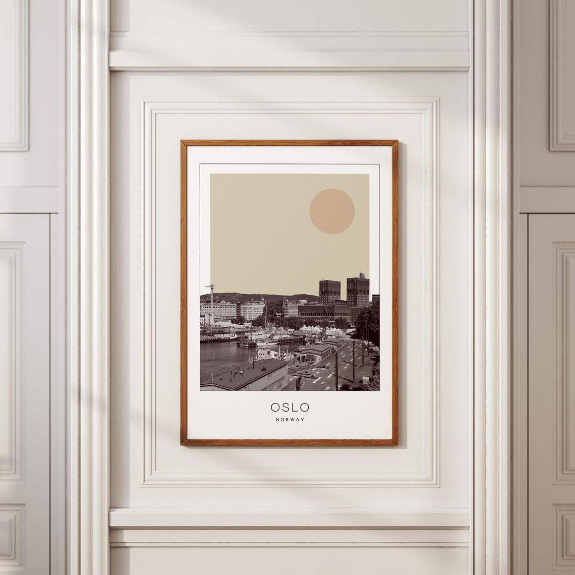 Oslo Norway Harbor With City Hall Towers and Moored Boats Poster - Image 2
