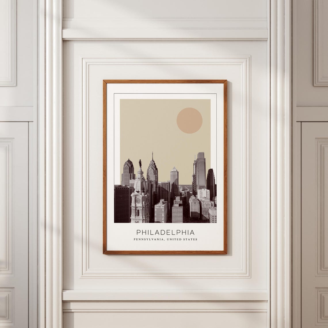 Philadelphia Pennsylvania City Hall Skyline Minimalist Travel Poster - Image 2