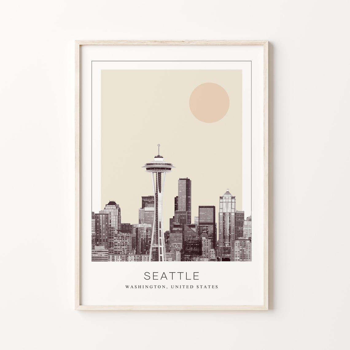 Seattle Space Needle Downtown Minimalist Washington Travel City Poster