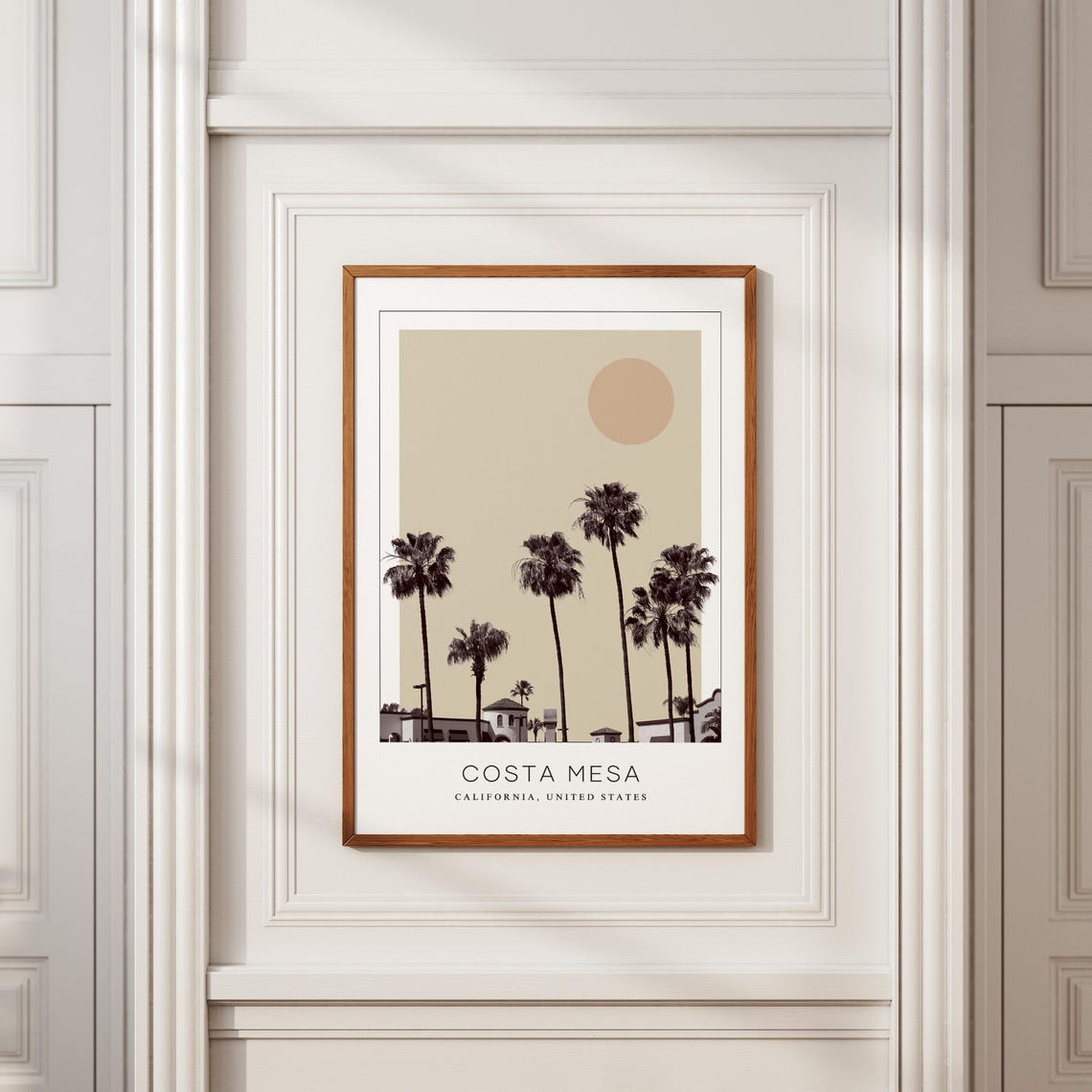 Costa Mesa California Tall Palm Trees Minimalist Travel Poster - Image 2