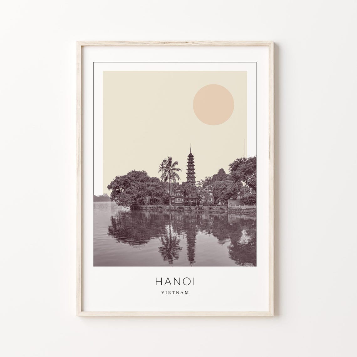 Hanoi Vietnam Tran Quoc Pagoda West Lake Minimalist Travel Poster