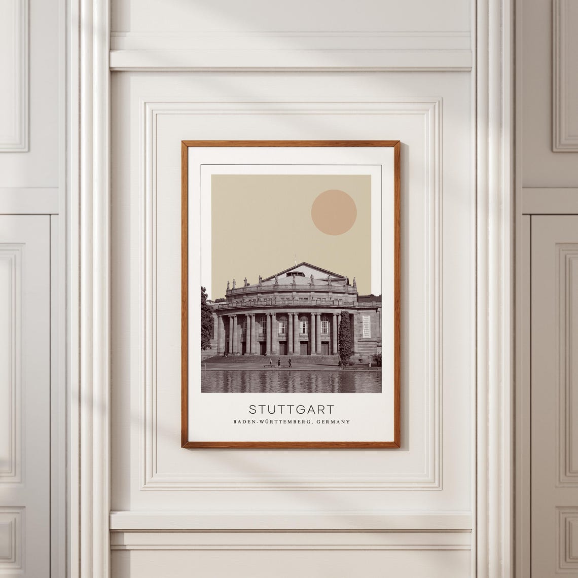 Stuttgart State Opera House Sepia Minimalist Germany Travel Poster - Image 2