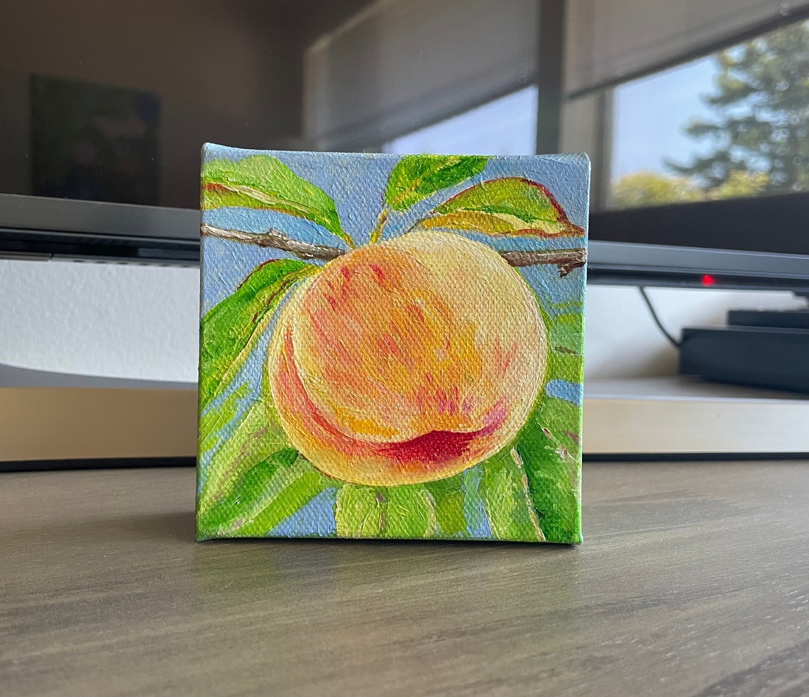 Ripe Peach On A Branch Oil Painting Style Bright Kitchen Poster - Image 4