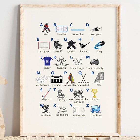 Hockey Alphabet Nursery Art Print, Sports ABCs