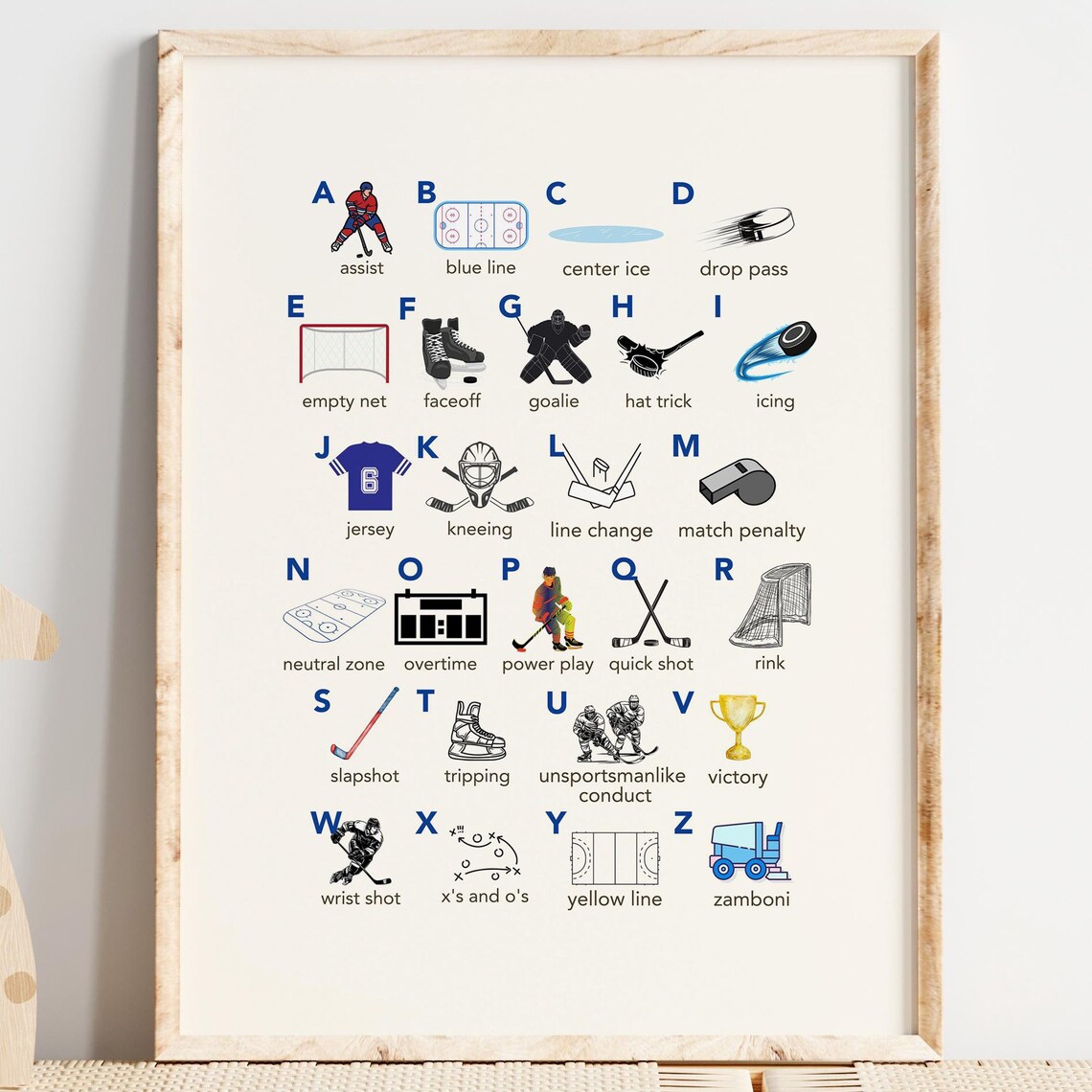 Hockey Alphabet Nursery Art Print, Sports ABCs