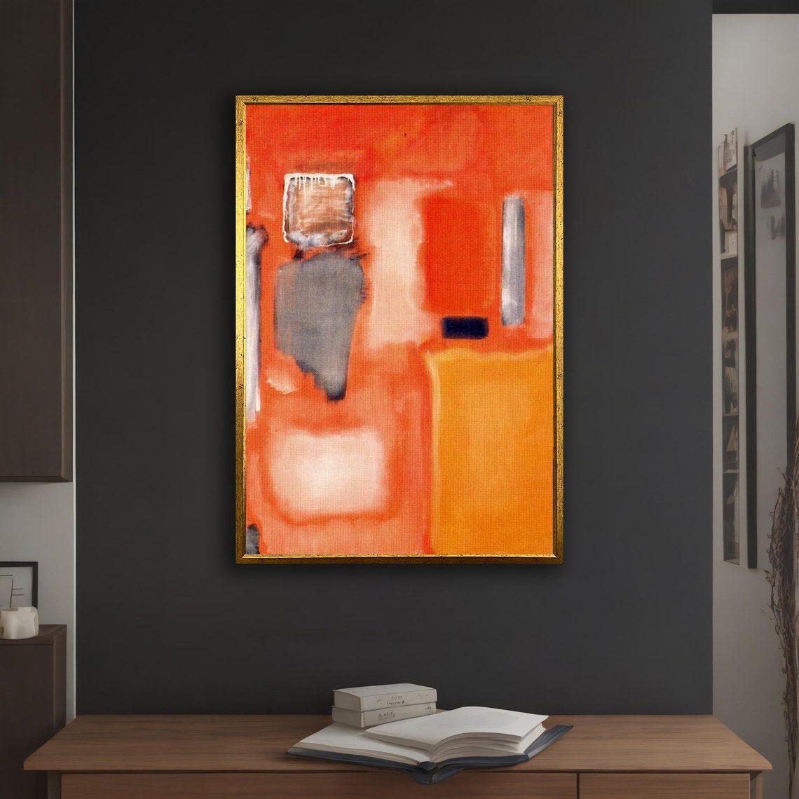 Mark Rothko Style Orange Floating Rectangles Modern Abstract Print - Image 3