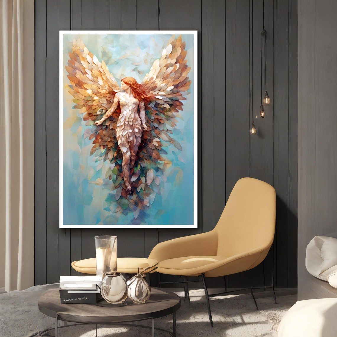 Angel Painting Winged Angel Woman Decoration Angel Home Decor Angel Wall Decor Land Of Angels Painting - Image 2