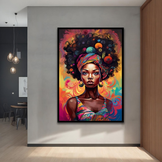 Colourful African Woman Painting Modern Natural Live Wall Art For Your Home And Office Decoration Ideas With Different Frame Options